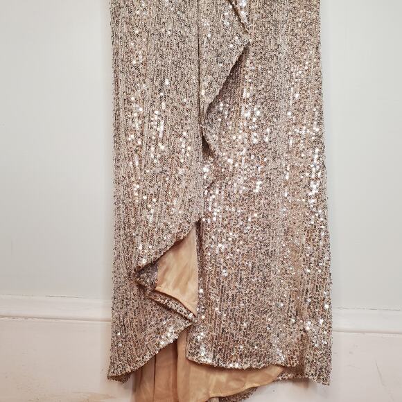 Mac Duggal Sequined One Shoulder Cut Out Gown Silver 26730 Size 8 New - Picture 11 of 14